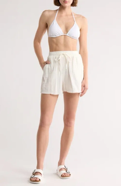 Elan Raw Hem Cotton Cover-up Shorts In Multi