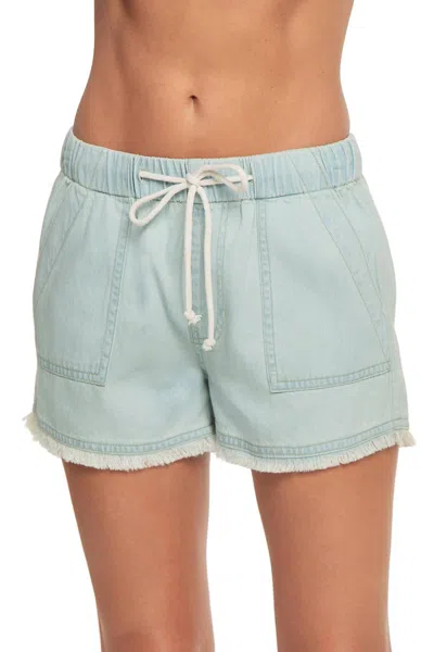 Elan Raw Hem Seashell Shorts In Light Blue