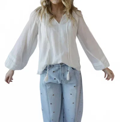 Elan Reese Chiffon Top In White In Transparent