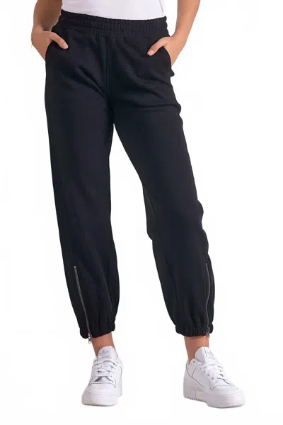 Elan Remmy Zipper Detail Jogger In Black In Multi