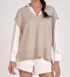 Elan Remy Twofer Sweater Vest In Grey Warm In Neutral
