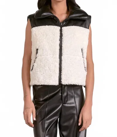 Elan Reversible Faux Leather Vest In Black In White
