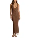 Elan Reversible Shell Trim Swim Cover Up Dress In Brown