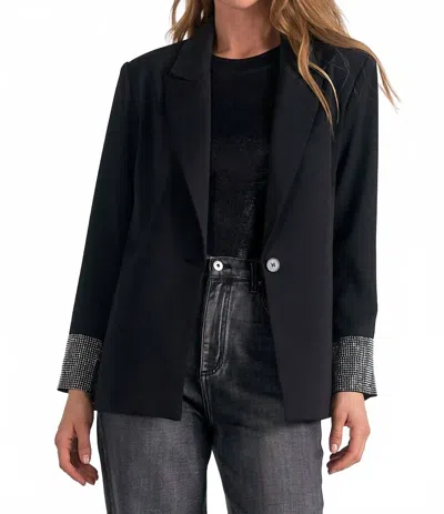 Elan Rhinestone Sleeve Jacket In Black