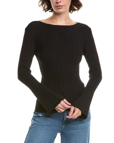 Elan Ribbed Long Sleeve Top In Black