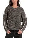 Elan Ribbed Blanket Stitch Sweater In Gray