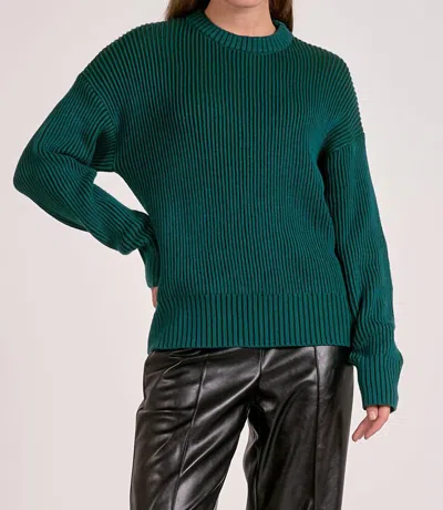 Elan Ribbed Crewneck Sweater In Teal In Green