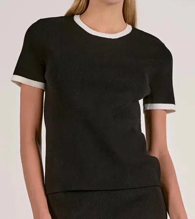 Elan Rikki Short Sleeve Sweater In Black