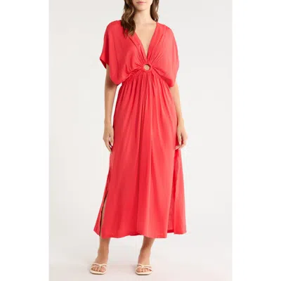 Elan Ring Cover-up Maxi Dress In Red