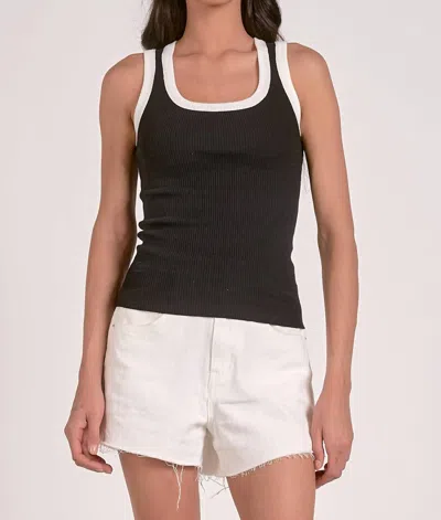 Elan Robbie Tank Top In Black White