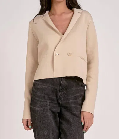 Elan Rocky Cropped Knit Blazer In Beige
