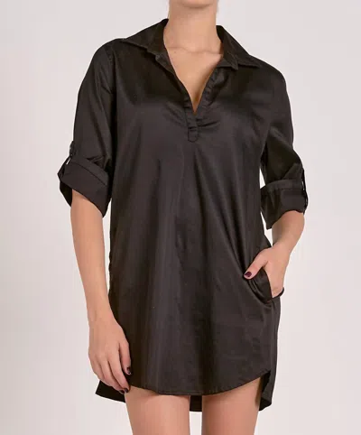 Elan Roll Tab Shirt In Black