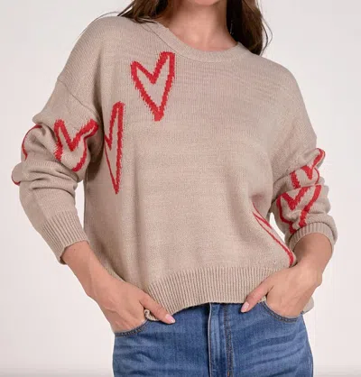 Elan Rosen Hearts Crewneck Sweater In Grey