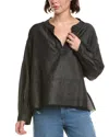 Elan Ruched Blouse In Black