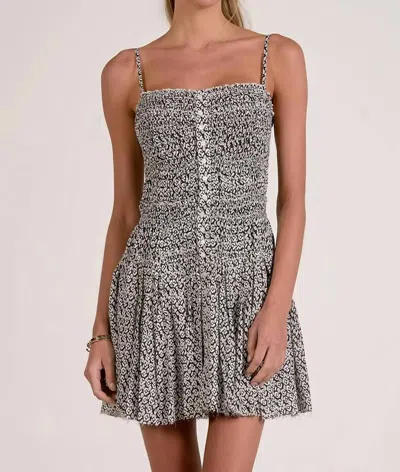 Elan Ruched Detail Floral Mini Dress In Black In Multi