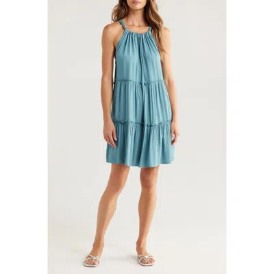 Elan Ruched Tiered Cover-up Swing Dress In Teal