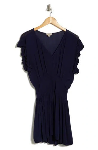 Elan Ruffle Cap Sleeve Cover-up Minidress In Blue