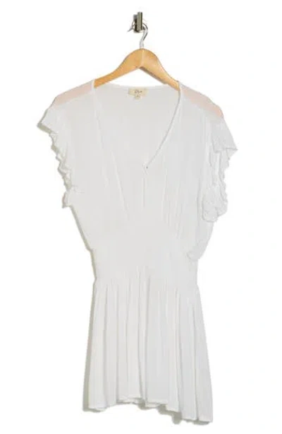 Elan Ruffle Cap Sleeve Cover-up Minidress In White