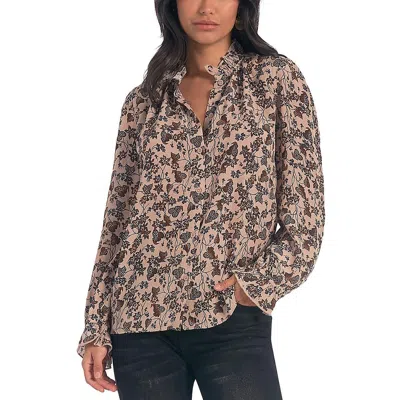 Elan Ruffle Collar Top Yellow Size Xs In Multi