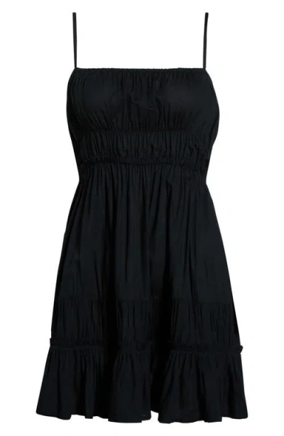 Elan Ruffle Cover-up Sundress In Black