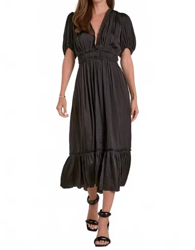 Elan Ruffle Midi Dress In Black