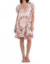 Elan Ruffle Short Sleeve Dress In Kaleidoscope In Multi