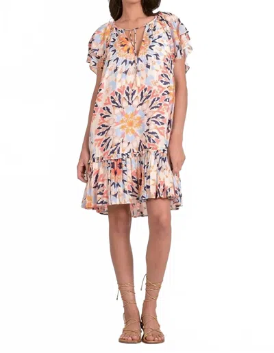 Elan Ruffle Short Sleeve Dress In Kaleidoscope In Multi