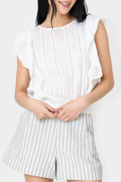 Elan Ruffle Sleeve Detail Smocked Blouse In White
