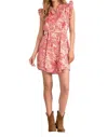 Elan Ruffle Sleeve Dress In Pink Leafy Floral In Multi