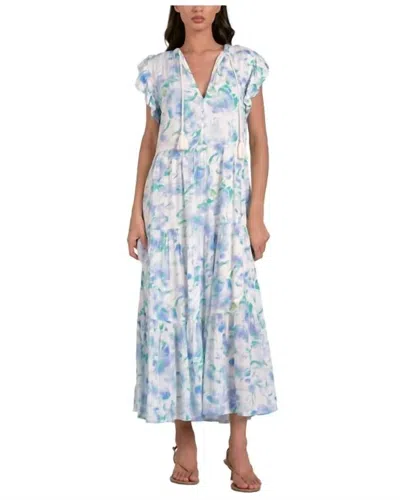ELAN RUFFLE-SLEEVE TASSEL-TIE MAXI DRESS IN BLUE ALLURE