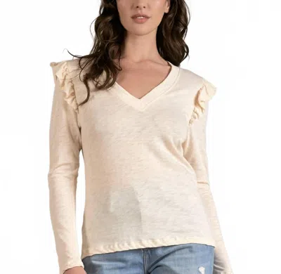 Elan Ruffle Sleeve Top In Natural In White
