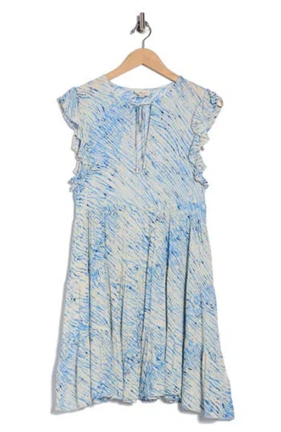 Elan Ruffle Tiered Cover-up Dress In Blue