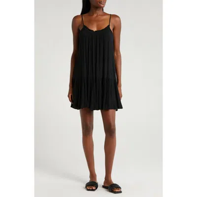Elan Ruffle Trim Cover-up Dress In Black