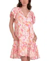 Elan Ruffled Short Sleeve Dress In Pink Allure