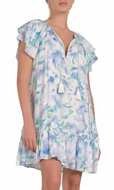 Elan Ruffled V Neck Mini Dress In Allure Print In Multi