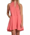 Elan Ryan Halter Mini Dress In Coral In Pink