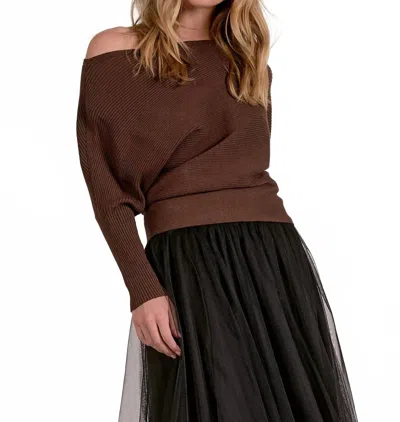 Elan Saffron Sweater In Dark Chocolate In Multi