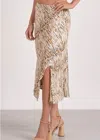 Elan Sahara Printed Side Slit Midi Skirt In Multi In Burgundy