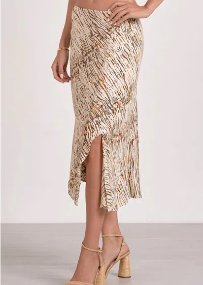 ELAN SAHARA PRINTED SIDE SLIT MIDI SKIRT IN MULTI