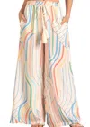 Elan Santa Barbara Wide Leg Pant In Multi Colored Strip In Multi