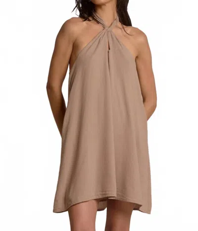 Elan Santorini Halter Mini Dress In Brown