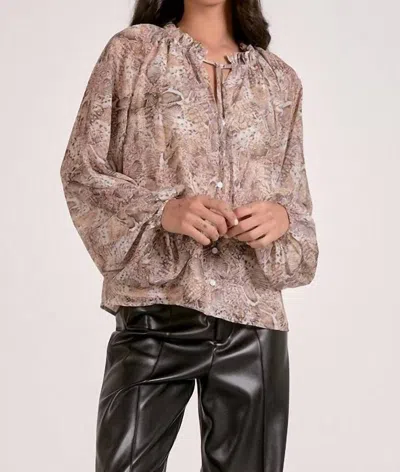 ELAN SAWYER SNAKESKIN BLOUSE IN NATURAL SNAKE