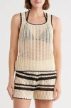 Elan Scoop Neck Open Stitch Cover-up Tank In Neutral