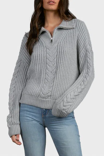 Elan Seed Stitch Shawl Collar Sweater In Charcoal In Gray