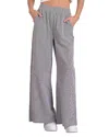 Elan Gingham Wide Leg Pants In Black Gingham In Gray