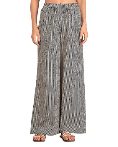 Elan Seersucker Pants In Black Off White