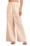 Elan Vita Wide Leg Pants In Tan Seersucker In Neutral