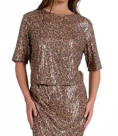 Elan Sequin Cheetah Tee In Animal Print In Burgundy