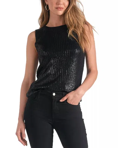 Elan Sequin High Neck Tank In Black