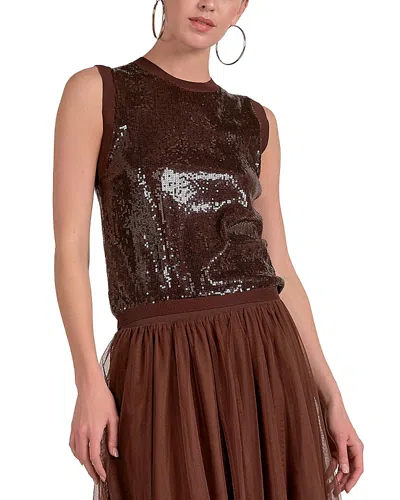 Elan Sequinned Tank Top In Brown
